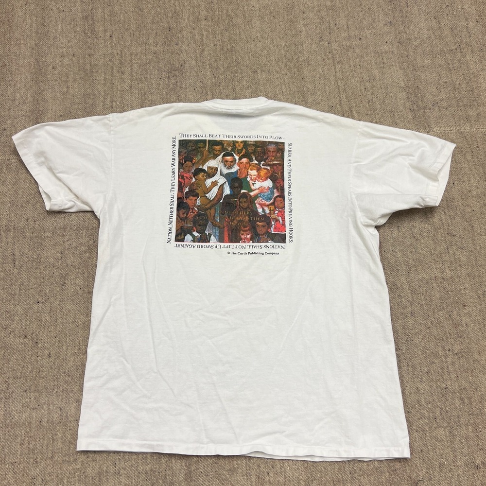 Vintage United Nations Shirt Mens XL White 1990s New York Norman Rockwell